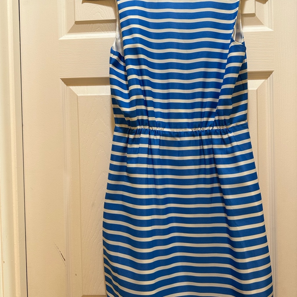 J Crew Blue White Striped Sleeveless Dress Size 6 Style 43750 Lined Summer
